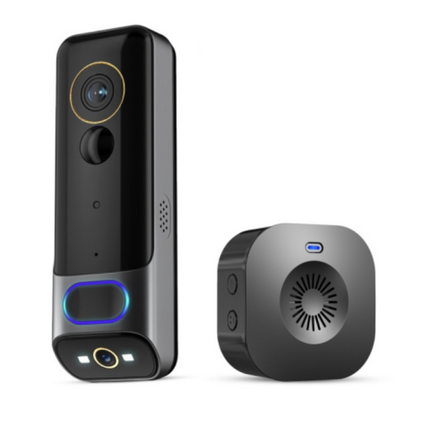 5MP Dual Lens 2K IP65 Wireless Video Doorbell with PIR Motion Detection, Two-Way Audio & Micro SD Storage