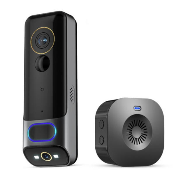 5MP Dual Lens 2K IP65 Wireless Video Doorbell with PIR Motion Detection, Two-Way Audio & Micro SD Storage