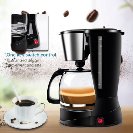 1.5L 12 Cup Drip Coffee Maker with Glass Carafe 650W