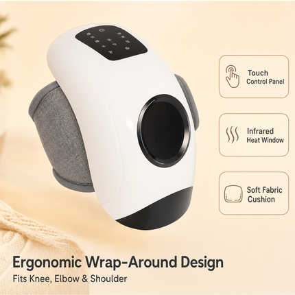 Rechargeable Heated Knee Relaxation Wrap with Smart Vibration & Dual Motor Support