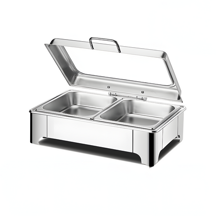 Portable Burner Stainless Steel Tabletop Gas Stove with Dual Cooking Plates 0.9L Fuel Tank