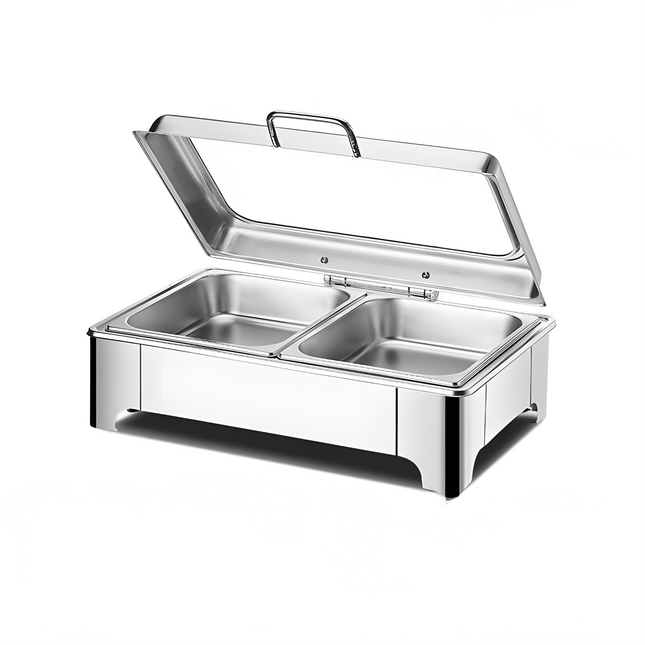 Portable Burner Stainless Steel Tabletop Gas Stove with Dual Cooking Plates 0.9L Fuel Tank