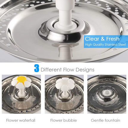 2.4L Automatic Pet Water Fountain with LED Flower Design & Silent Pump