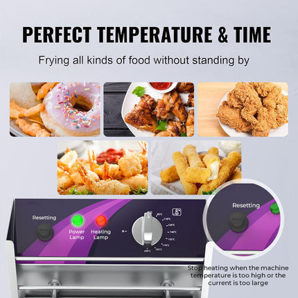 Heavy Duty 4.5L Electric Deep Fryer with Adjustable Temperature and Stainless Steel Body
