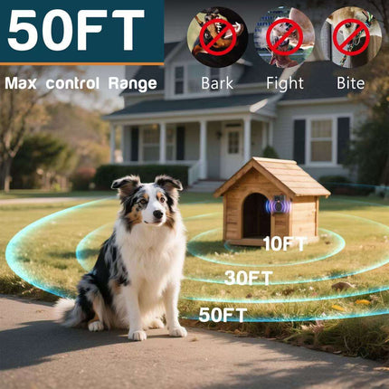 Portable Ultrasonic Bark Stopper Device with 50ft Range, Rechargeable Waterproof Dog Training Deterrent