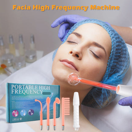 4 in 1 Facial High Frequency Wand Orange Light 7 Levels for Skin Care