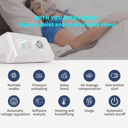 Lightweight Portable CPAP & BiPAP Machine with Built-In Humidifier for Home and Travel