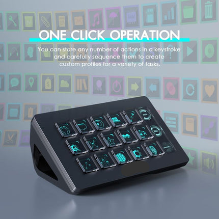 Mini Desktop Keyboard 15 Keys Programmable with LCD Display and USB-C Connection