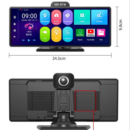 10.26 Inch Portable Android 13 Car Display with Dual Dash Cameras, Wireless CarPlay & Android Auto