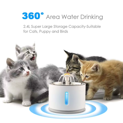 2.4L Automatic Pet Water Fountain with LED Flower Design & Silent Pump