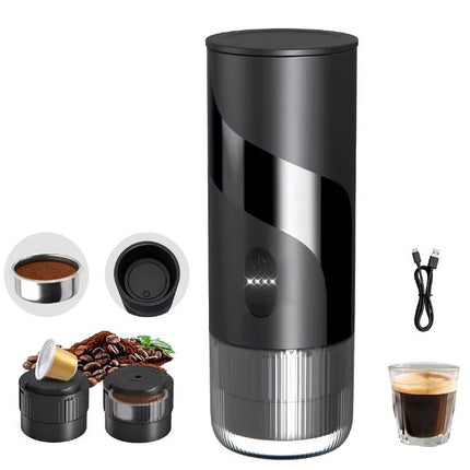 Portable USB Rechargeable Espresso Coffee Maker with 15 Bar Pressure for Capsules & Ground Coffee