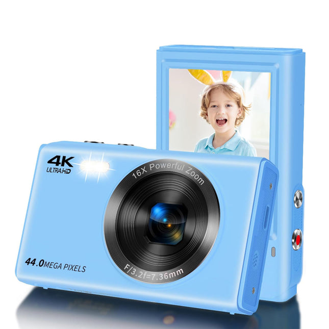 44MP 4K Digital Camera with Autofocus, 16x Digital Zoom, 2.4 Inch Screen & LED Fill Light