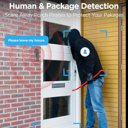 5MP Dual Lens 2K IP65 Wireless Video Doorbell with PIR Motion Detection, Two-Way Audio & Micro SD Storage