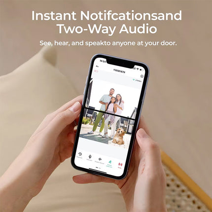 5MP Dual Lens 2K IP65 Wireless Video Doorbell with PIR Motion Detection, Two-Way Audio & Micro SD Storage
