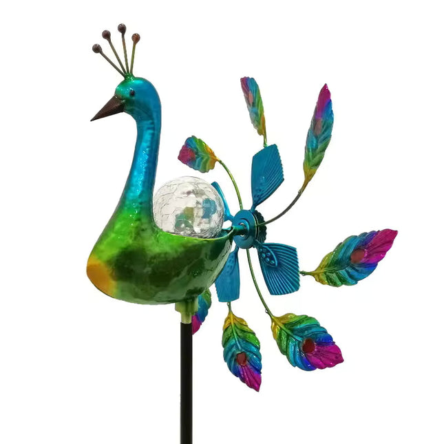 200cm Solar Lighted Metal Garden Wind Spinner – Decorative Outdoor Yard Feature