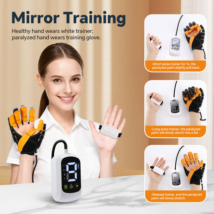 Cordless Robotic Hand Rehab Glove with Air Pump, LED Display & Auto Shut-Off