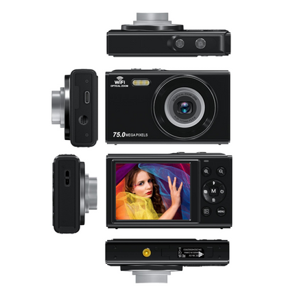 4K Digital Camera with 75MP, WiFi, Autofocus, 2.8" IPS Screen & LED Fill Light