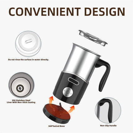 Electric Stirring Kettle with Milk Frother 4-in-1 Hot Water Boiler & Foam Maker