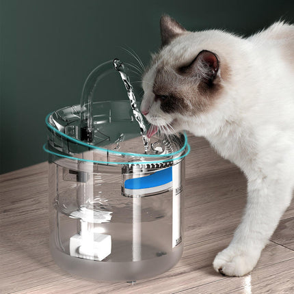2L Pet Water Fountain with Silent Adjustable Pump and Multi-Stage Filtration
