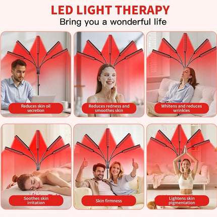 Adjustable Multi-Head Red Light Relaxation Floor Lamp with Stand – Professional Home Recovery & Skin Care System
