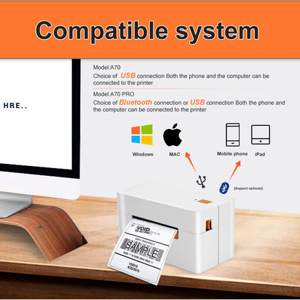 Portable Thermal Label Printer 48–80mm USB & Bluetooth Direct Thermal, High-Speed Printing