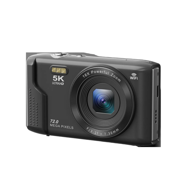 72MP 5K Digital Camera with Autofocus, 16X Digital Zoom, 2.8" HD Touchscreen & LED Fill Light