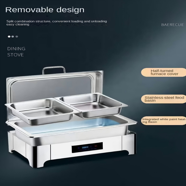 Smart Touch Double Plate Electric Dining Stove with 9L Capacity, Stainless Steel