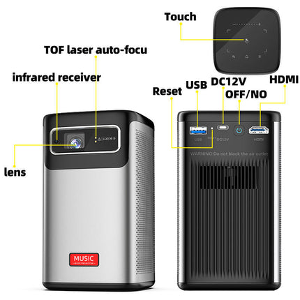 Compact Smart DLP Mini Projector with Android OS, 3D Viewing and Powerful Stereo Audio
