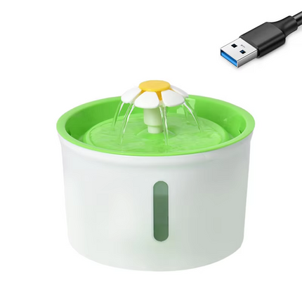 1.6L Flower Pet Water Fountain with LED Light and Silent Adjustable Pump