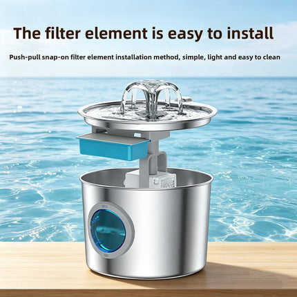 2.2L Pet Water Fountain with Automatic Cycle and Silent Adjustable Pump
