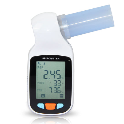 Portable Bluetooth Lung Function Tester with Memory Storage for Personal & Clinical Monitoring – White