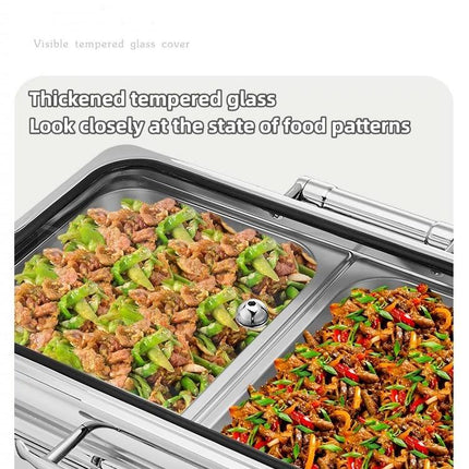 Portable Burner Stainless Steel Tabletop Gas Stove with Dual Cooking Plates 0.9L Fuel Tank