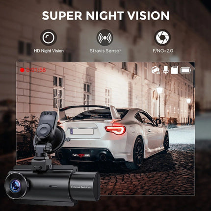 Front and Rear Car Dash Camera 2.5K Recording with WiFi App Control Black