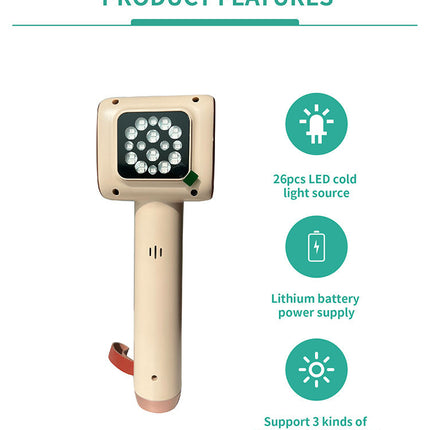 Portable LED Red, Blue & Infrared Light Therapy Device with Rechargeable Battery for Skin Care & Recovery