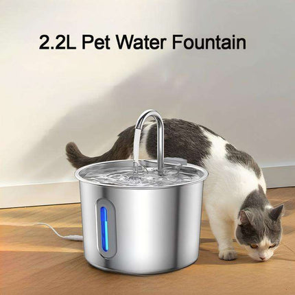 2.2L Automatic Pet Water Fountain with Silent 5V Pump and Multi-Stage Filtration