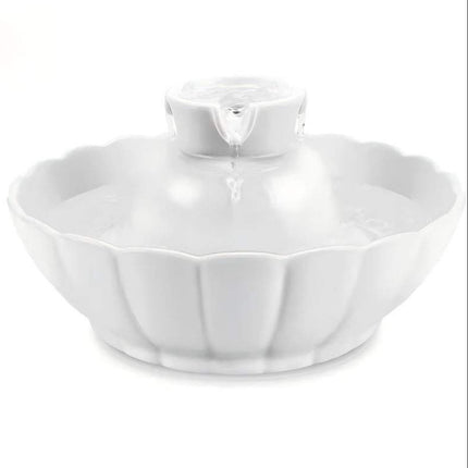 2.1L Ceramic Pet Water Fountain with Silent Adjustable Pump and Multi-Stage Purification