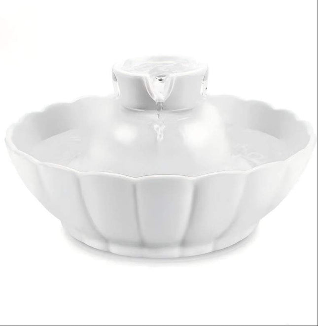 2.1L Ceramic Pet Water Fountain with Silent Adjustable Pump and Multi-Stage Purification