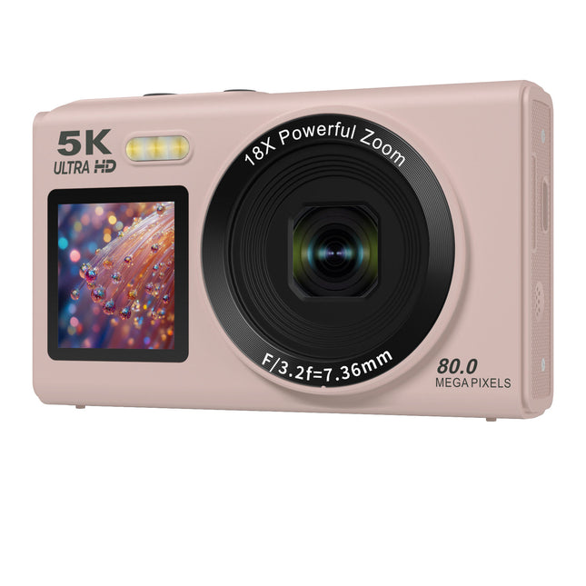 5K Digital Camera with Dual HD Screens, 80MP Photo Capture, WiFi & 18X Digital Zoom