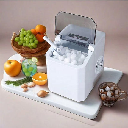 Compact Electric Ice Maker with Rapid Cycle, Self-Cleaning Function & Basket
