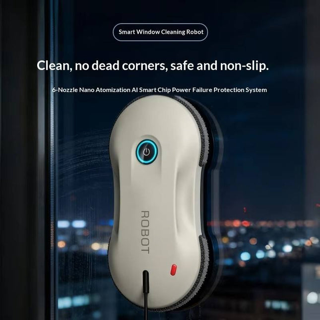 Cordless Window Cleaning Robot with 70ml Tank, Remote Control & Multi-Surface Glass Cleaning