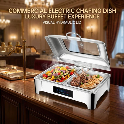Smart Touch Double Plate Electric Dining Stove with 9L Capacity, Stainless Steel