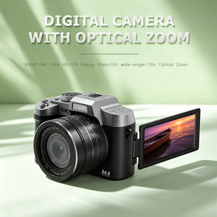 75MP Digital Camera with 6K Video, 18X Digital Zoom and 3.0 Inch Flip Touch Screen
