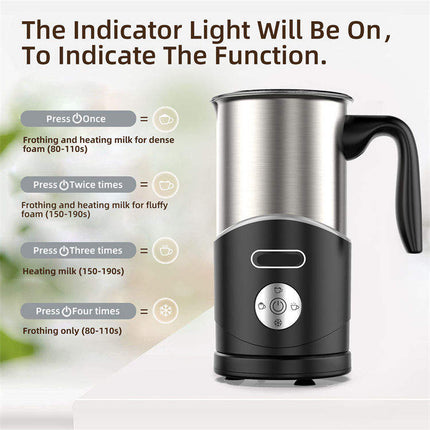 Electric Stirring Kettle with Milk Frother 4-in-1 Hot Water Boiler & Foam Maker