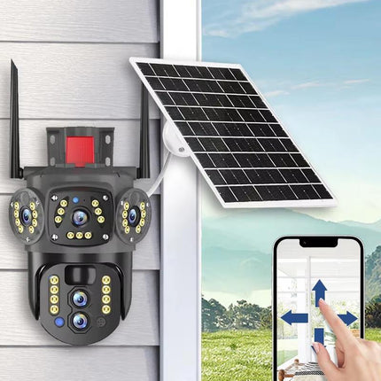 4G Solar Security PTZ Camera with Tri-Lens System, 10X Hybrid Zoom & Full-Color Night View