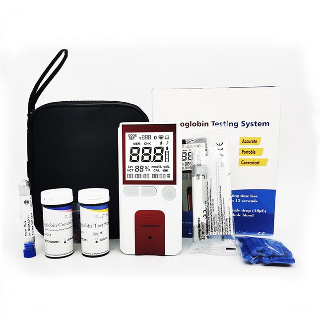 Portable Hemoglobin Monitor Kit with Test Strips, Lancets, and Carry Case