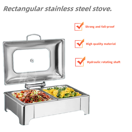 Portable Burner Stainless Steel Tabletop Gas Stove with Dual Cooking Plates 0.9L Fuel Tank