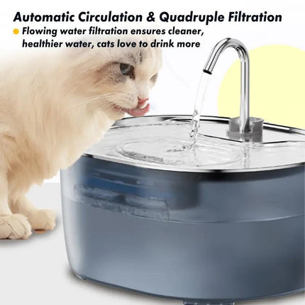 3.2L Stainless Steel Pet Water Fountain with Automatic Water Circulation and Silent Pump