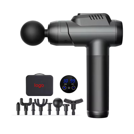 8 Head Rechargeable Massage Gun with LCD Screen and Adjustable Speed Settings