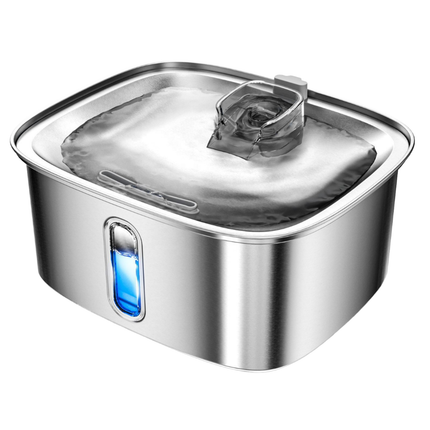 9L Stainless Steel Pet Water Fountain with Automatic Cycle & Silent Adjustable Pump