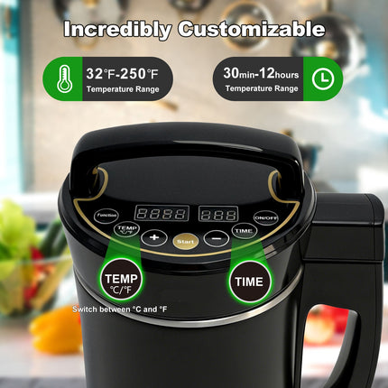 Automatic 1.2L Butter Maker and Oil Infuser with Digital Controls and Stainless Steel Body